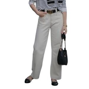 Cider Women’s Small White Denim High Waist Wide Leg Jeans